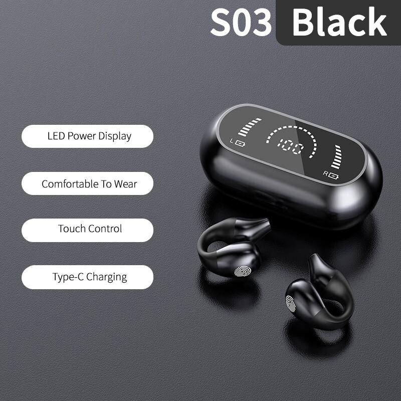 2023 NEW Bone Conduction Earphone Bluetooth 5.3 Ear Clip on Ear Earring Wireless Headphones Sports Headsets Ear Hook with Mic